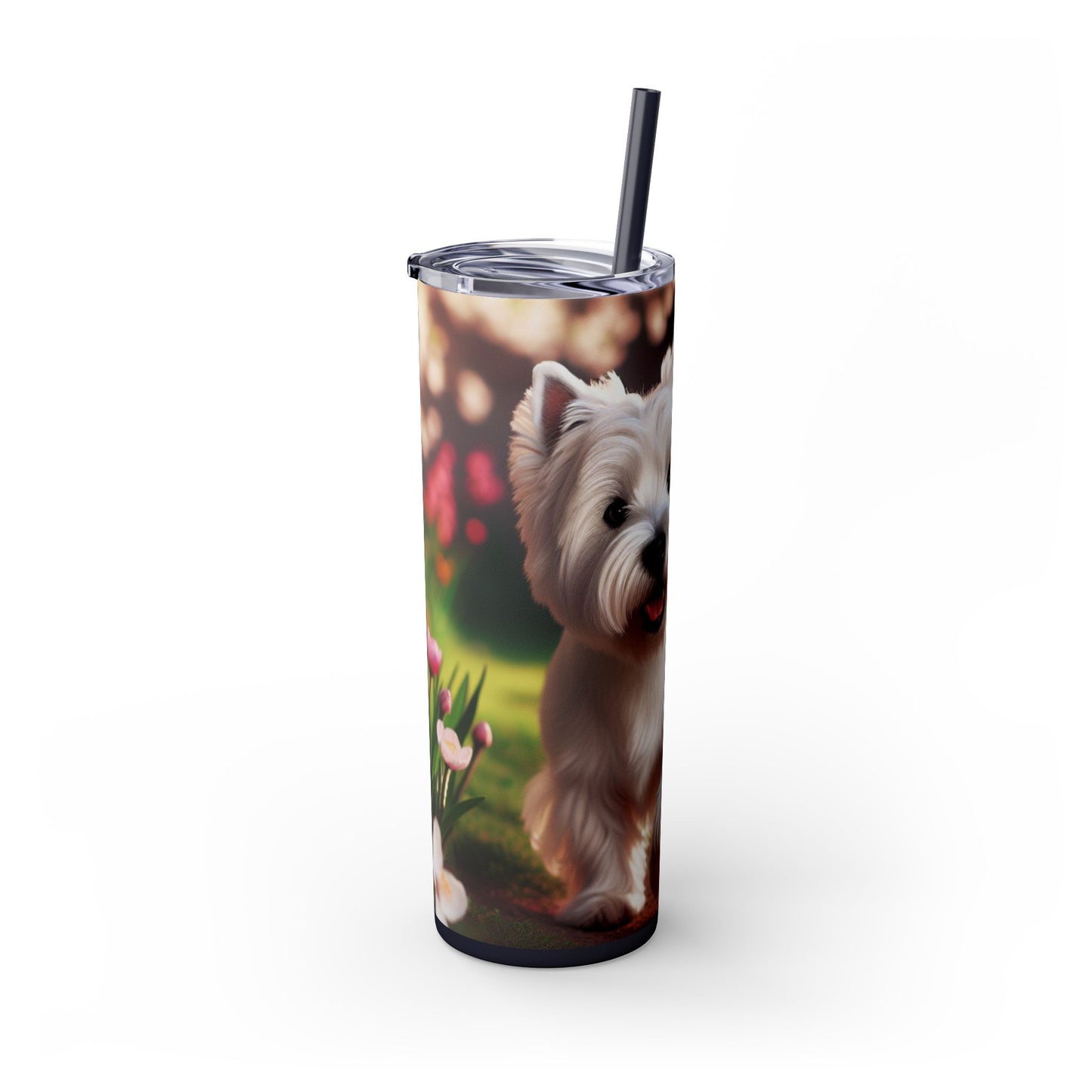 West Highland White Terrier Skinny Tumbler with Straw, 20oz