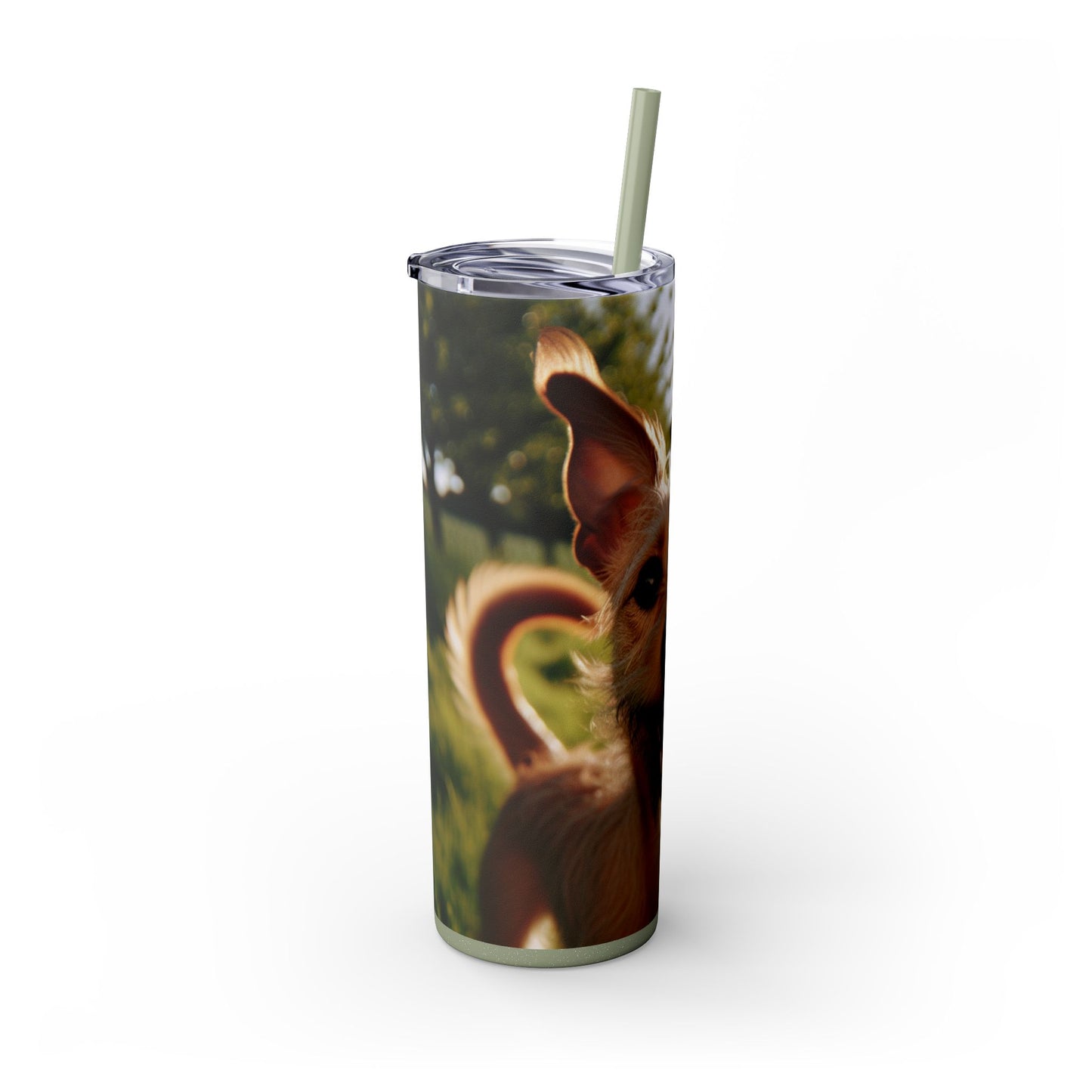 Portuguese Podengo Skinny Tumbler with Straw, 20oz