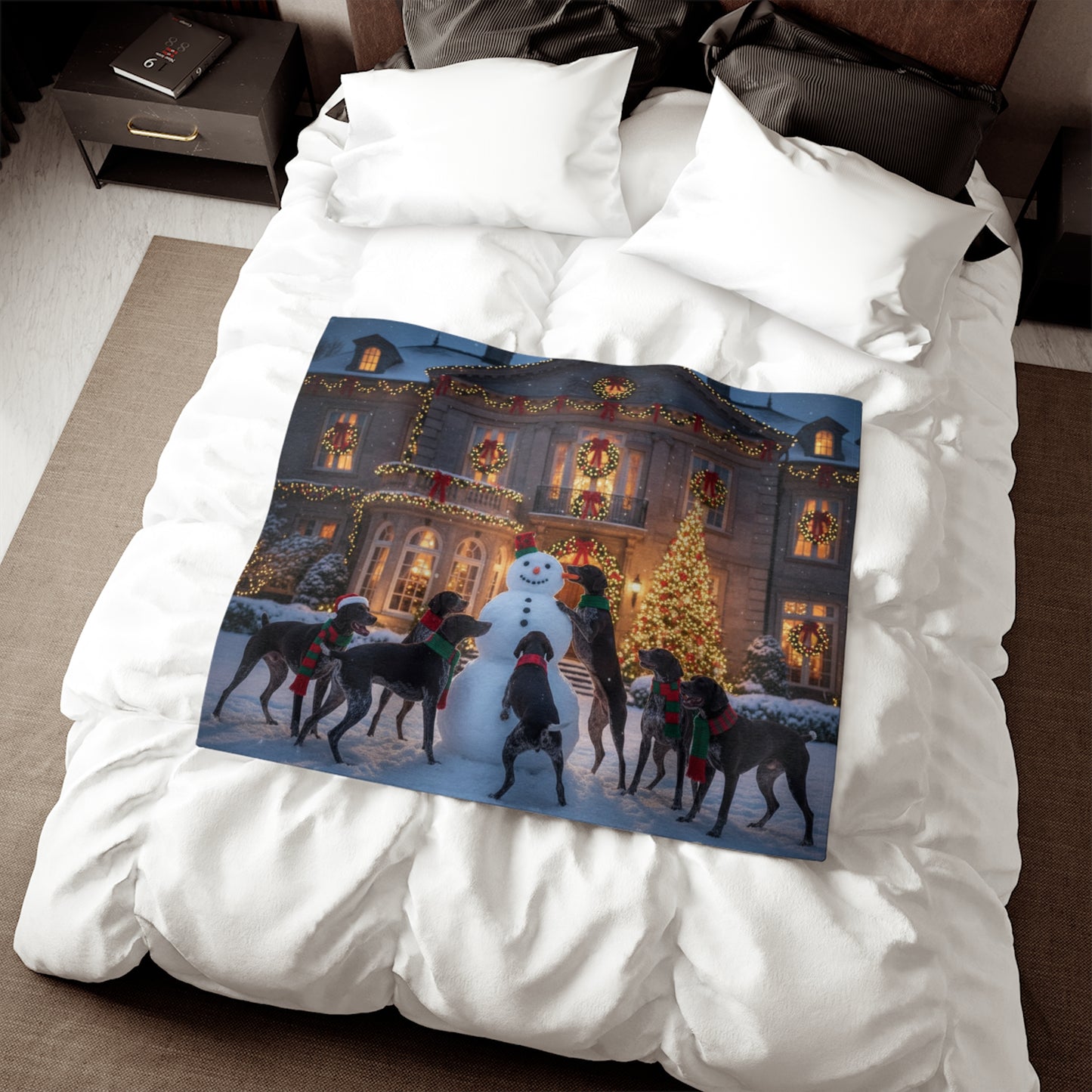 German Shorthaired Pointers Snowman Blanket