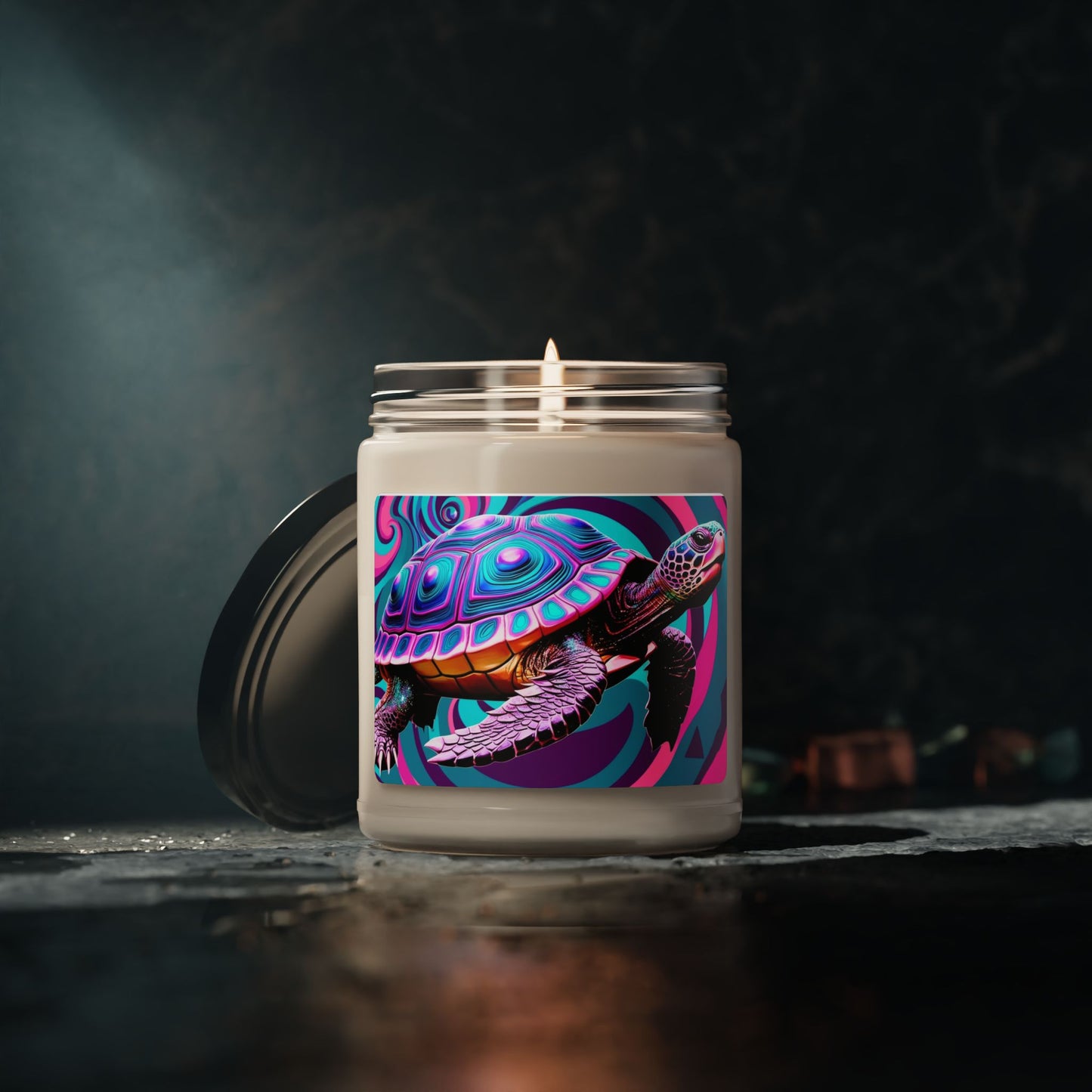 Glittery Psychedelic Turtle- Scented Soy Candle, 9oz