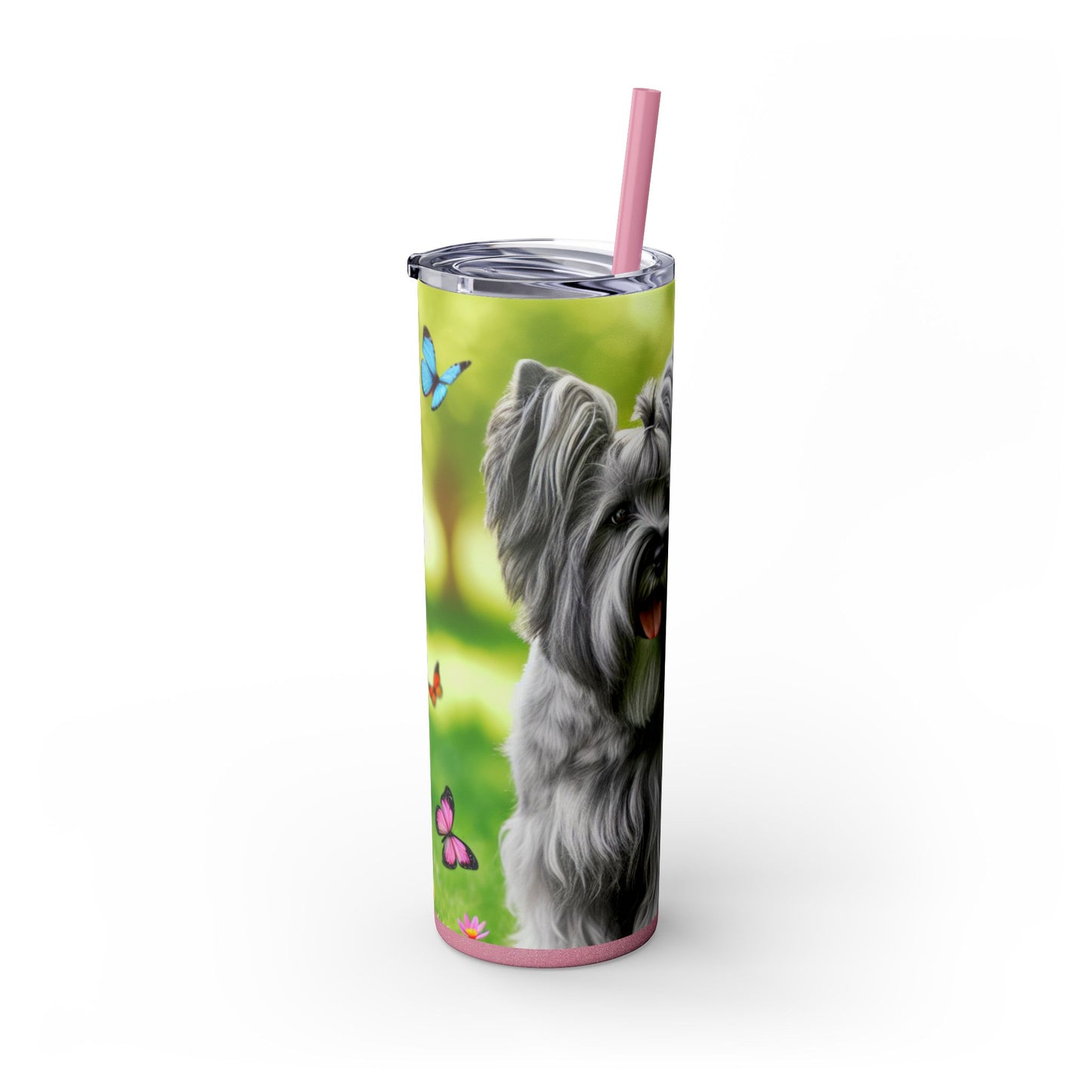 Skye Terrier Skinny Tumbler with Straw, 20oz
