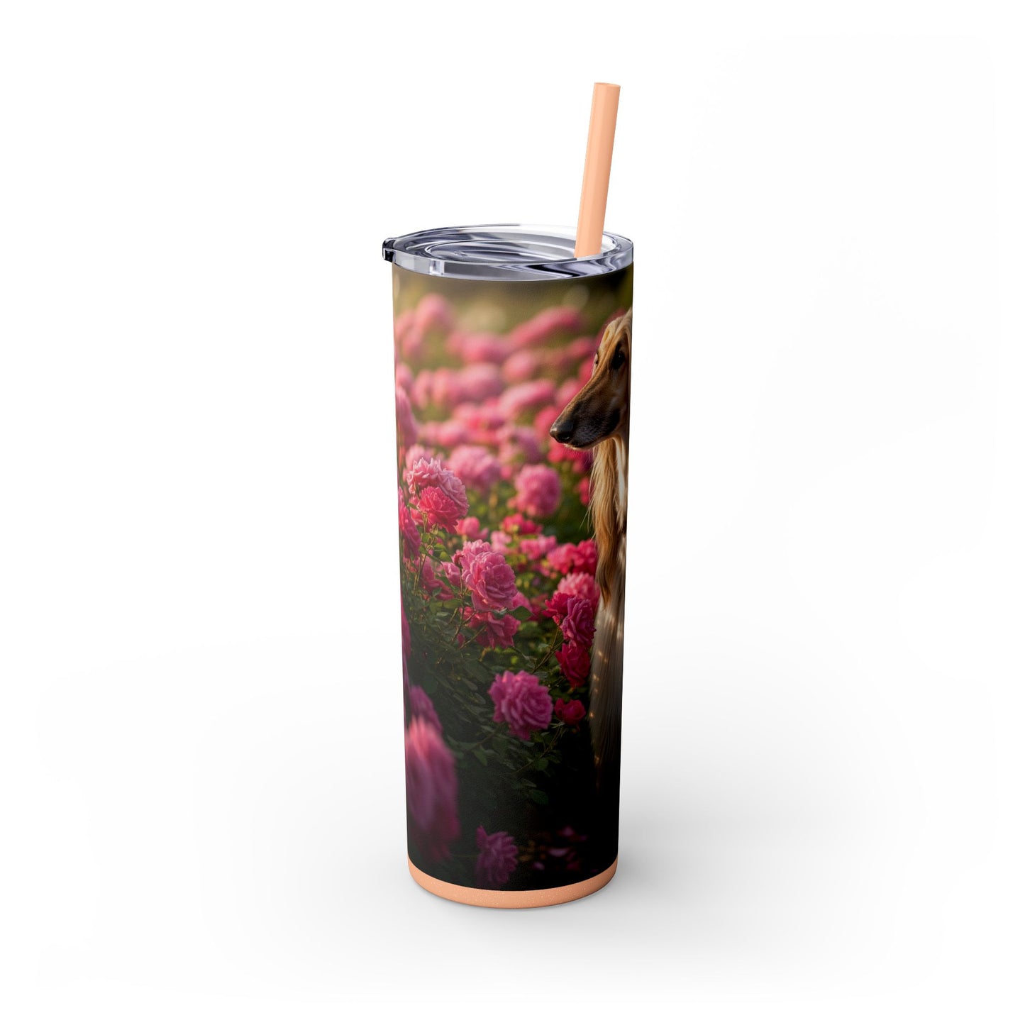 Afghan Hound Skinny Tumbler with Straw, 20oz