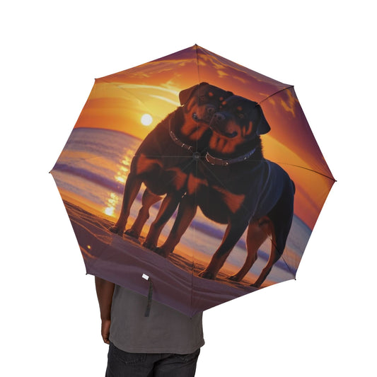 Rottweiler Love Semi-Automatic Foldable Umbrella