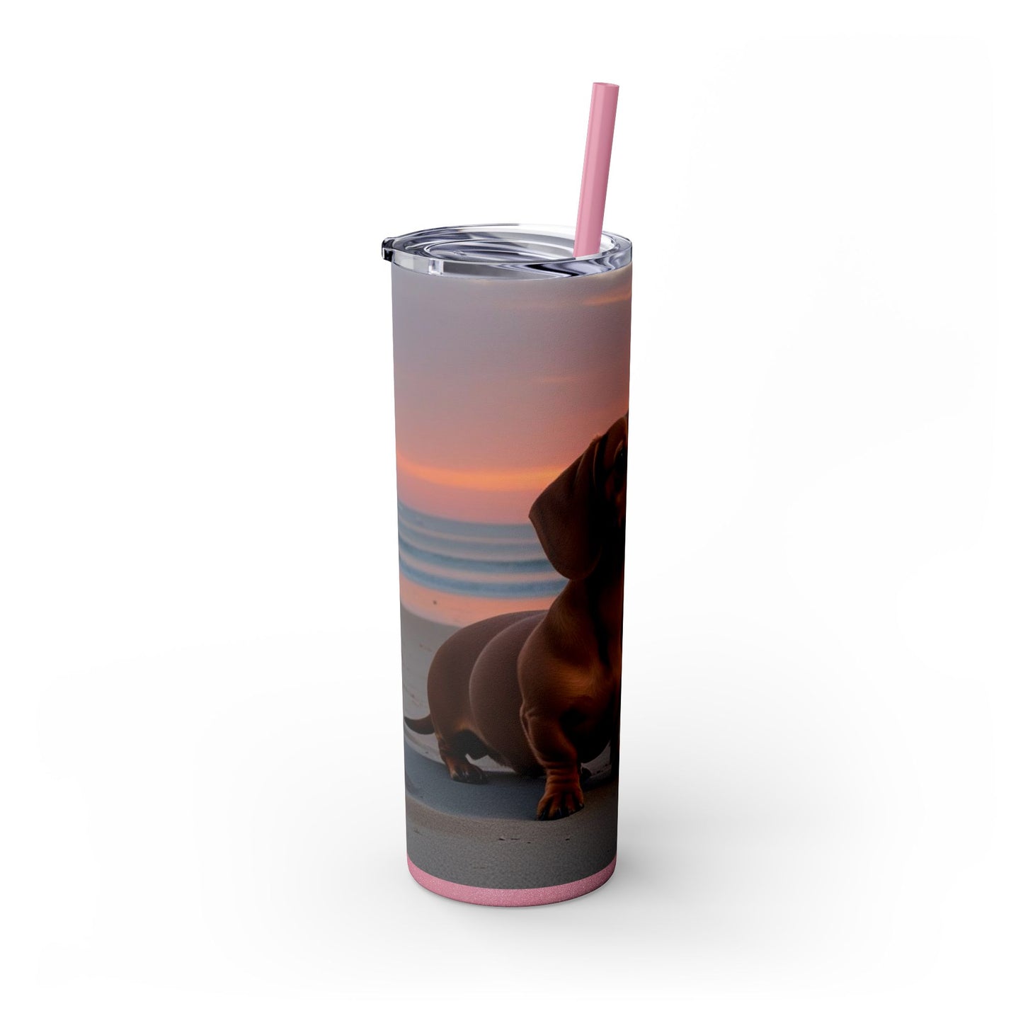 Vaso delgado con pajita Dachshund Love, 20 oz