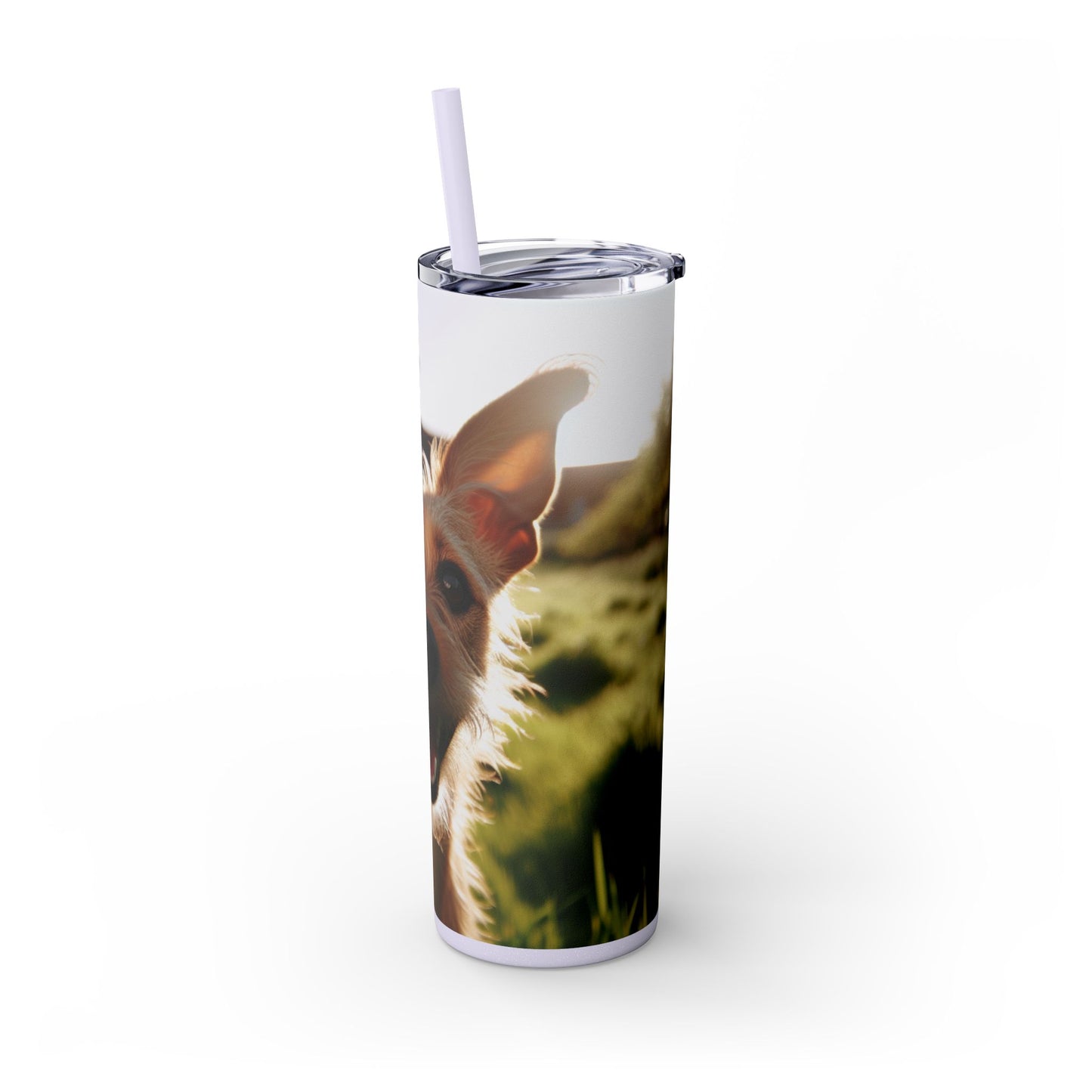 Portuguese Podengo Skinny Tumbler with Straw, 20oz