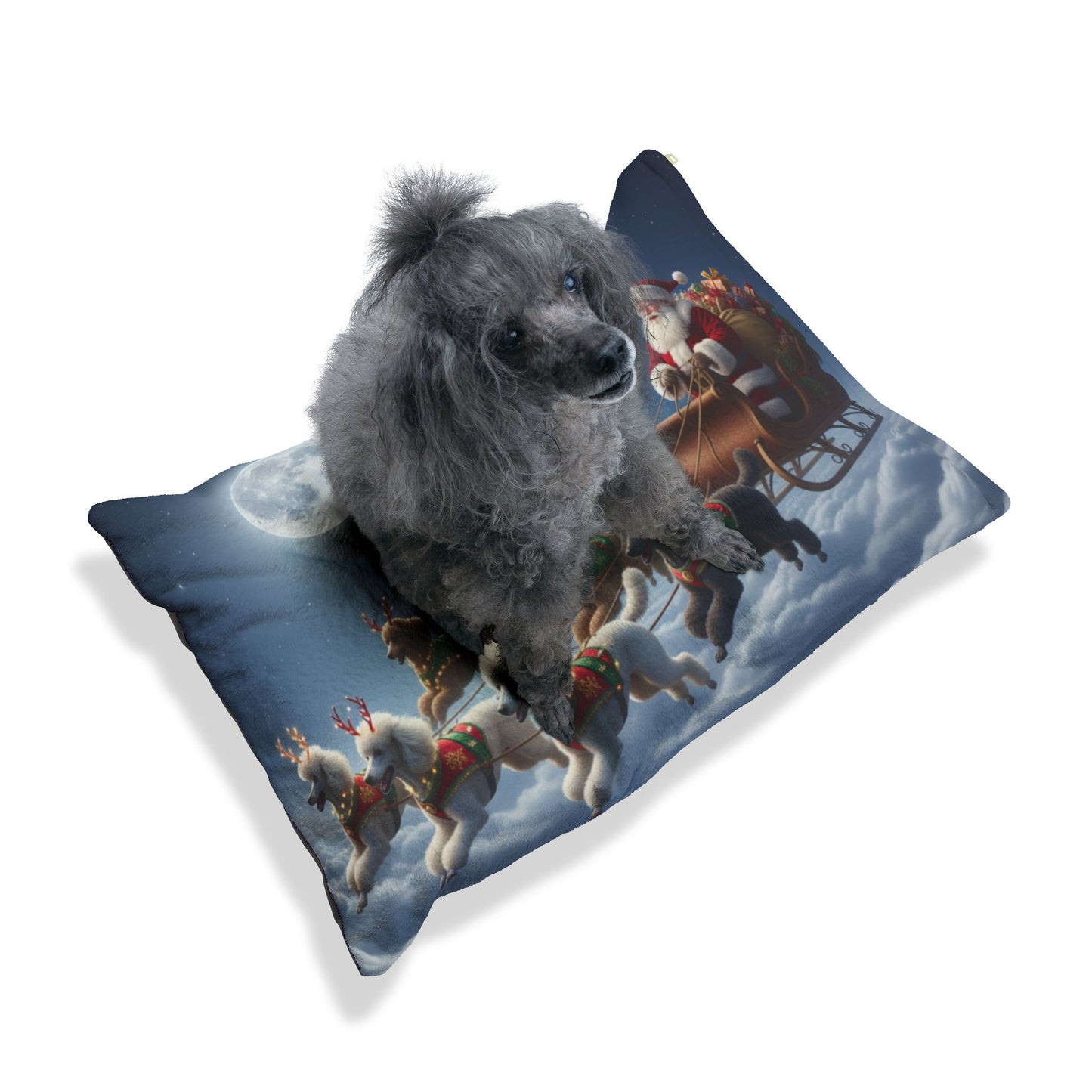 Santa's Poodle Powered Sleigh Pet Bed