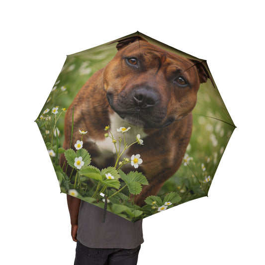 Staffordshire Bull Terrier Semi-Automatic Foldable Umbrella