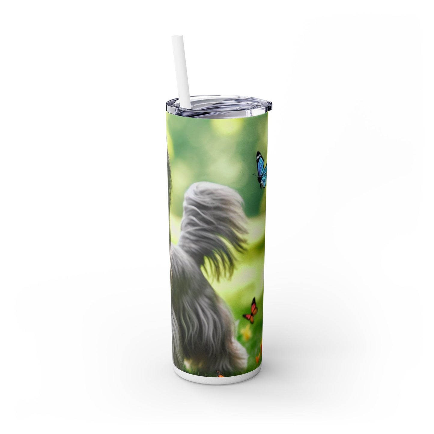 Skye Terrier Skinny Tumbler with Straw, 20oz