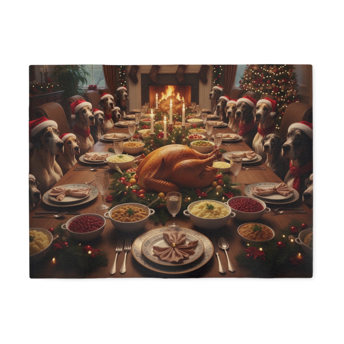 Great Dane Festive Holiday Dinner Blanket