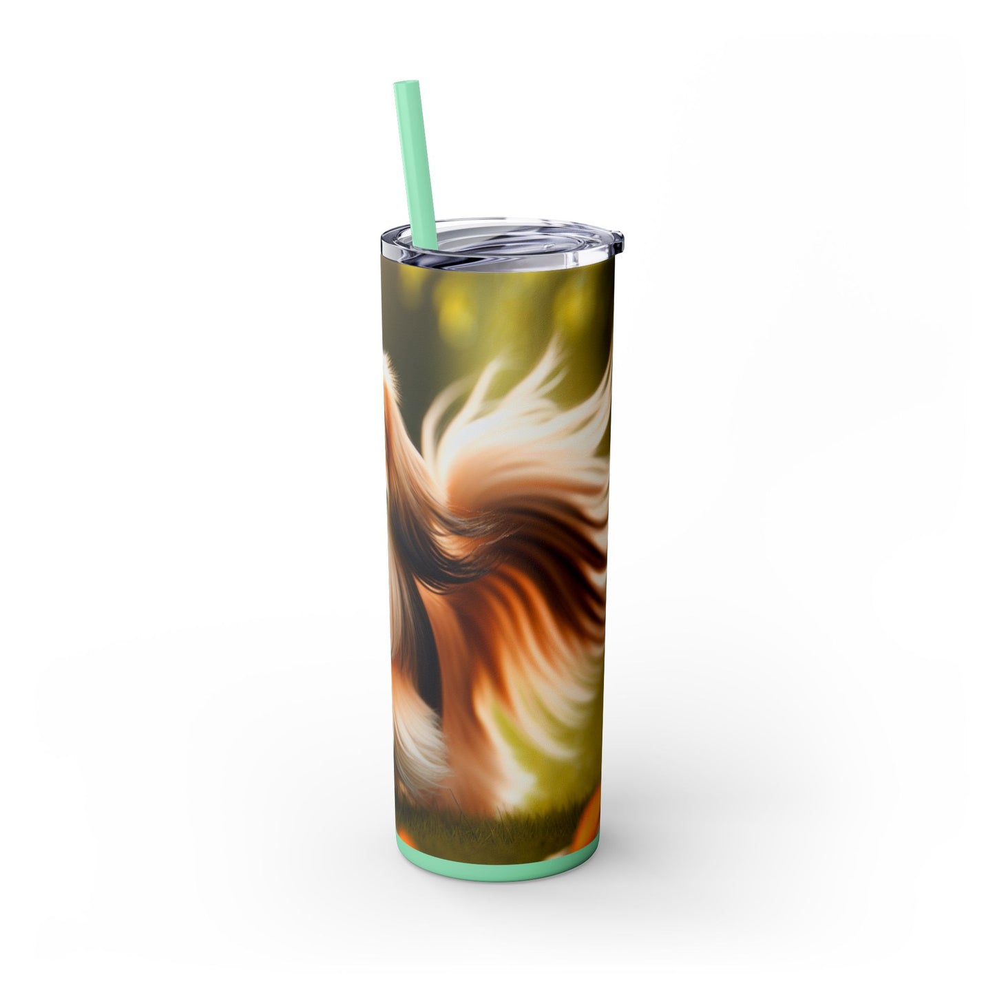 Tibetan Spaniel Skinny Tumbler with Straw, 20oz
