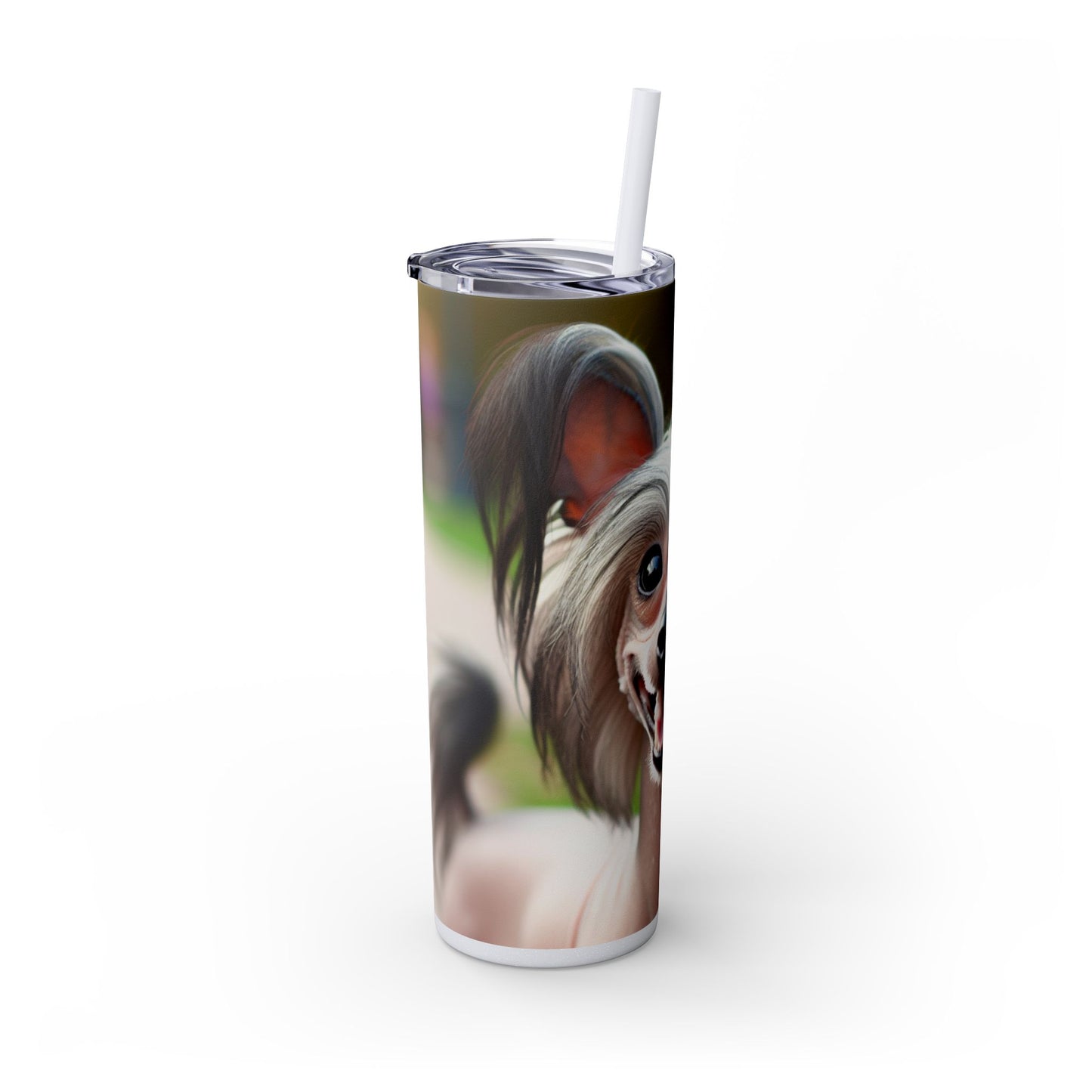 Gobelet isotherme à motif chien chinois à crête avec paille, 590 ml