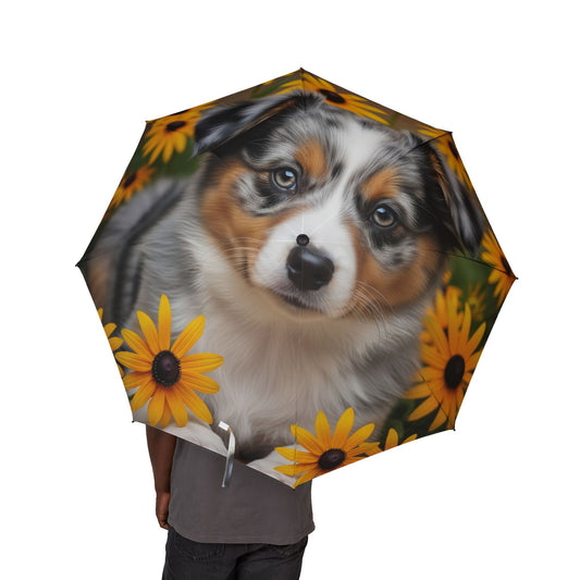 Miniature American Shepherd Semi-Automatic Foldable Umbrella