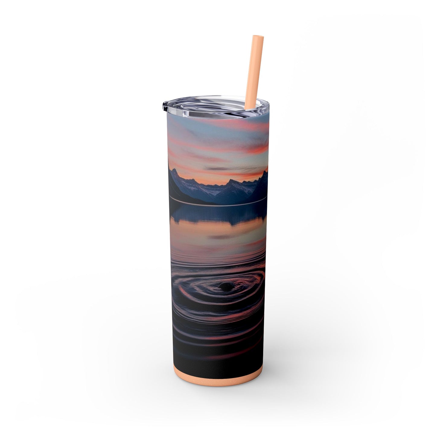Ripple in a Mountain Lake Skinny Tumbler with Straw, 20oz