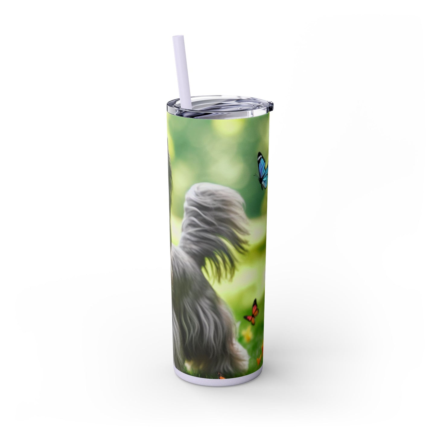 Skye Terrier Skinny Tumbler with Straw, 20oz