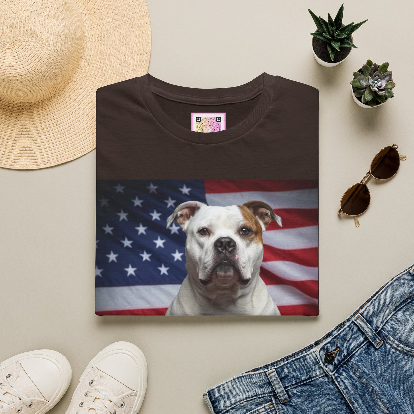 Patriotic T-Shirt — American Flag Dog Tee