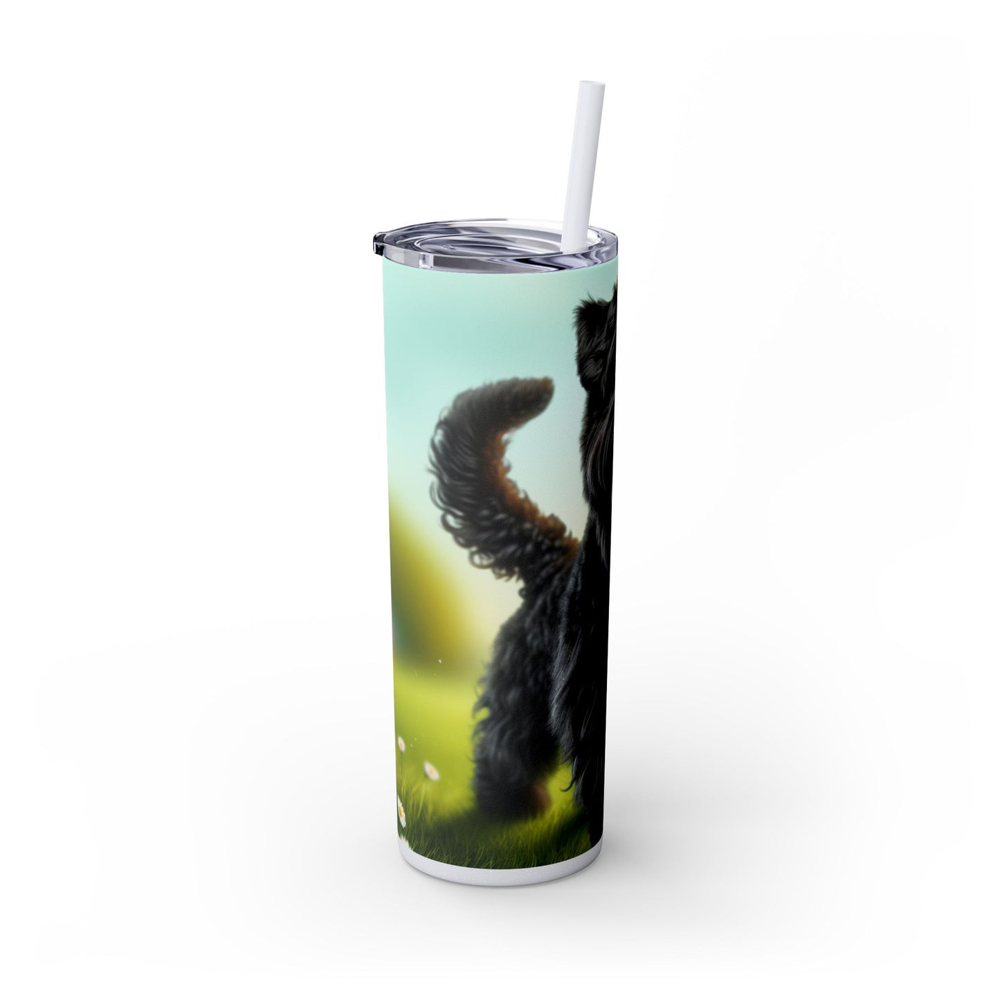 Russian Black Terrier Skinny Tumbler with Straw, 20oz