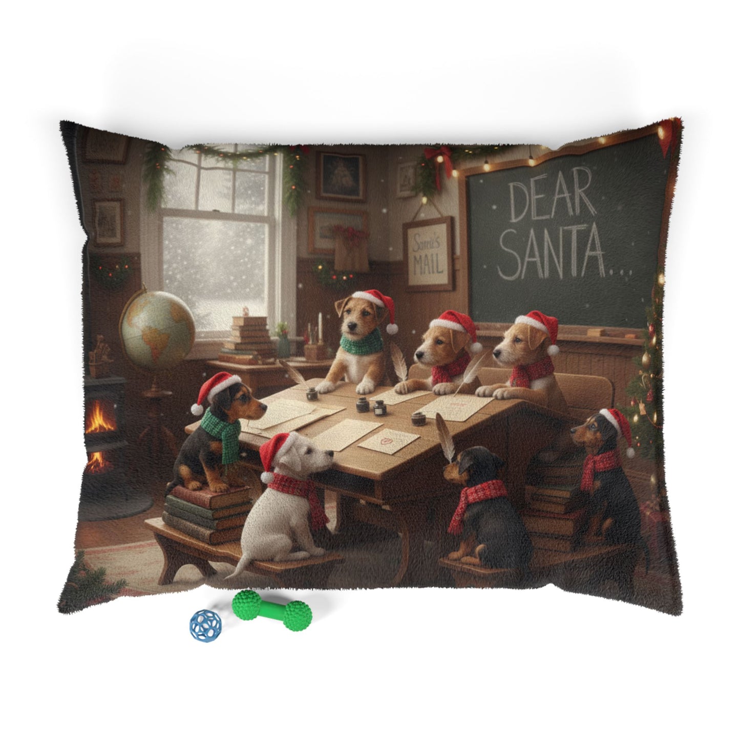 Holiday Puppies Writing a 'Dear Santa' Letter Pet Bed