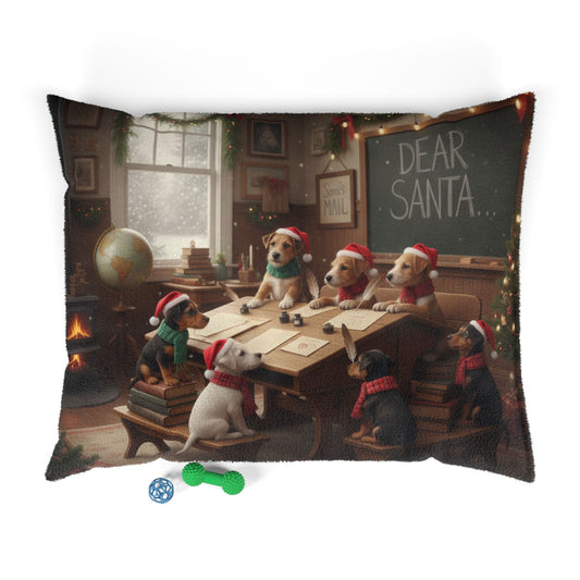 Holiday Puppies Writing a 'Dear Santa' Letter Pet Bed