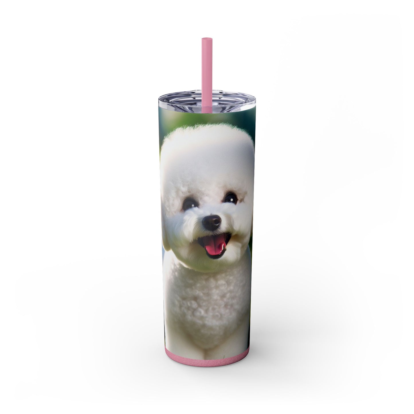 Bichon Frise Skinny Tumbler with Straw, 20oz