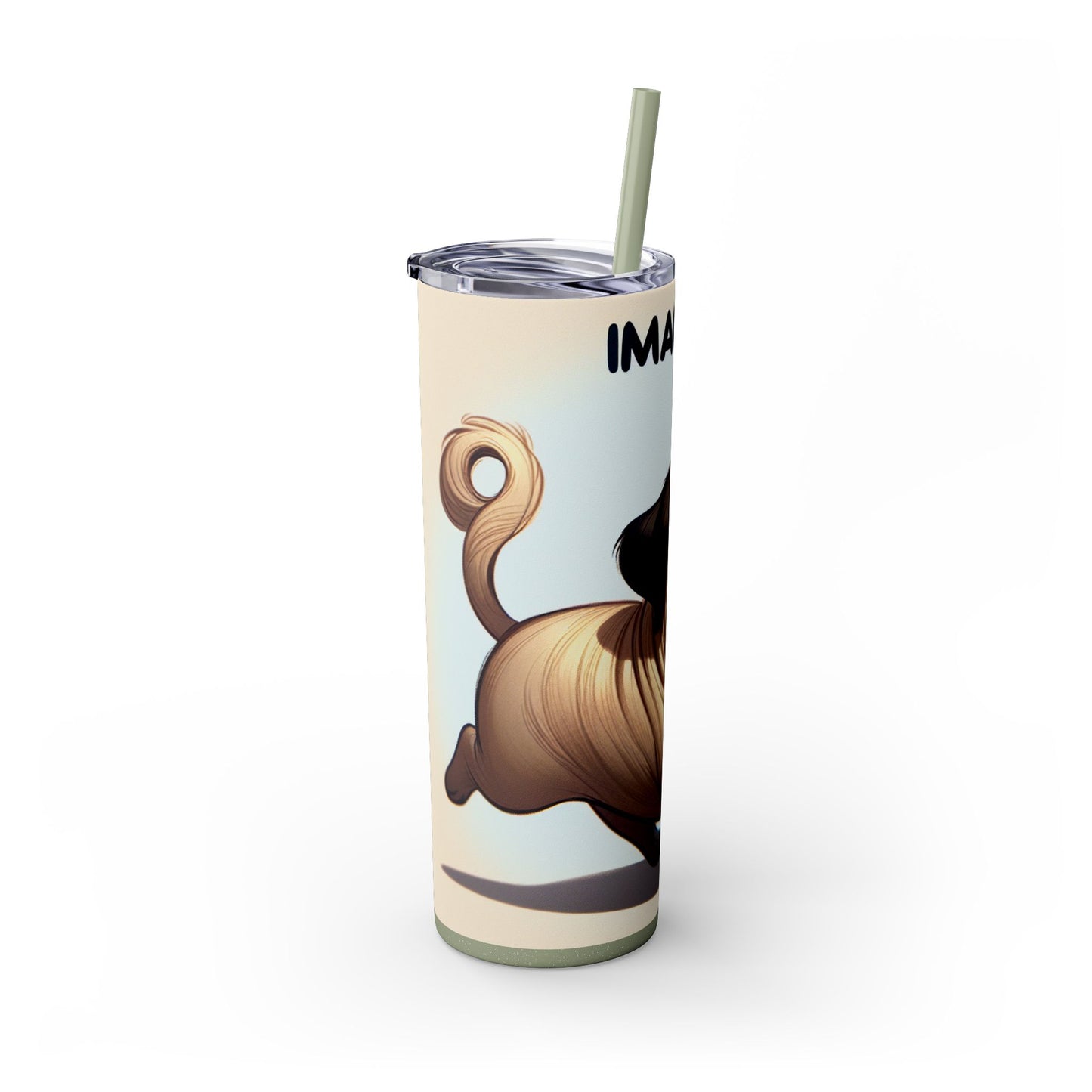 Pug Skinny Tumbler with Straw, 20oz