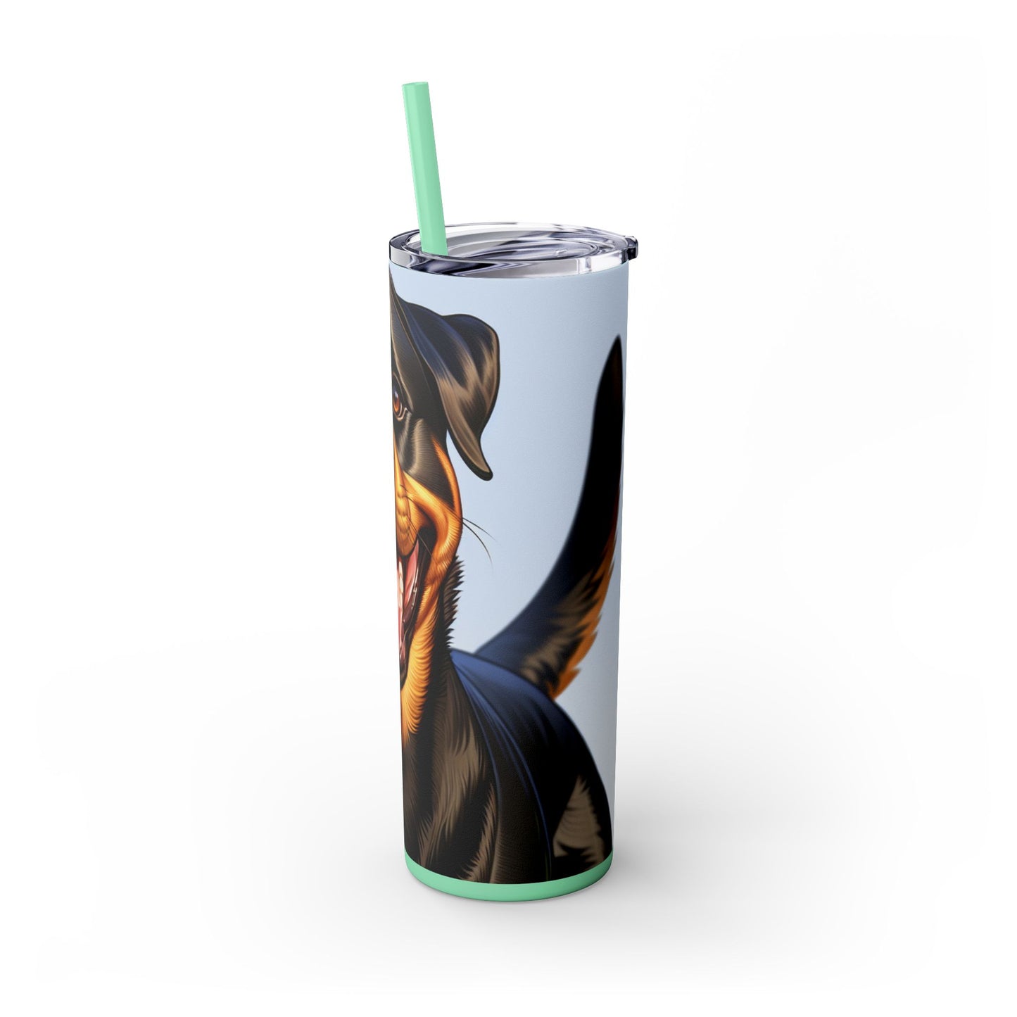 Rottweiler Skinny Tumbler with Straw, 20oz