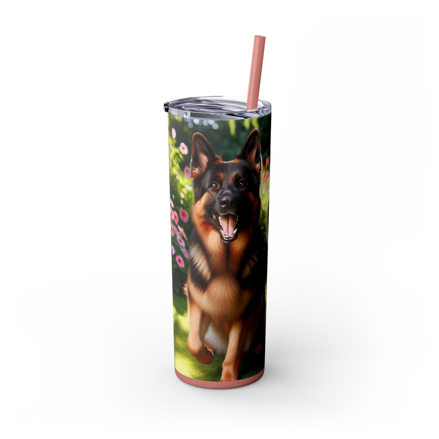 German Shepherd Skinny Tumbler with Straw, 20oz