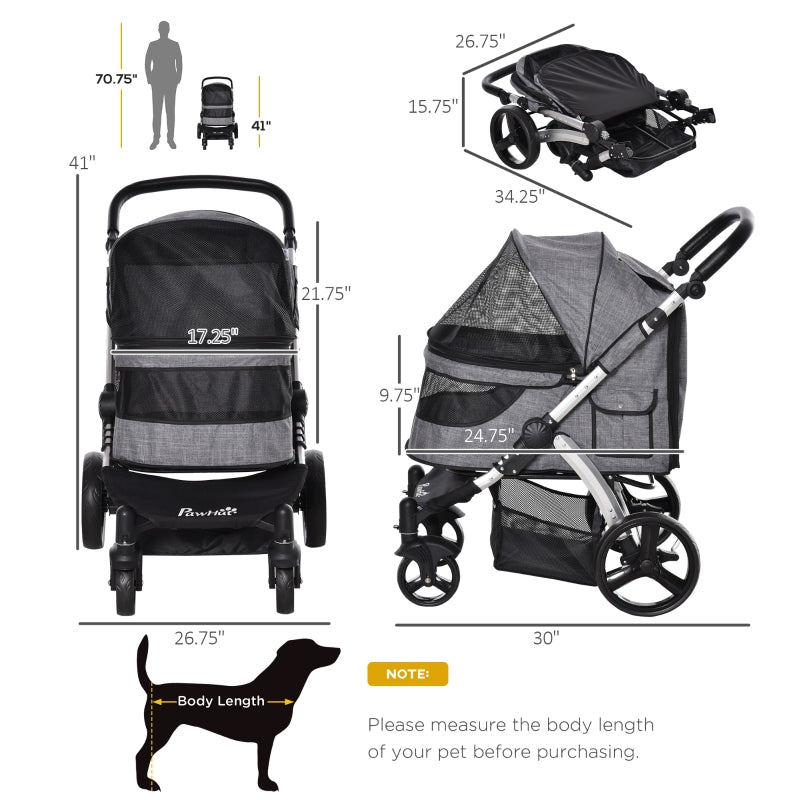 Poussette de voyage pour animaux de compagnie avec guidon réglable 