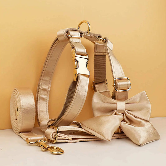 Ensemble de mariage classique personnalisé en satin doré