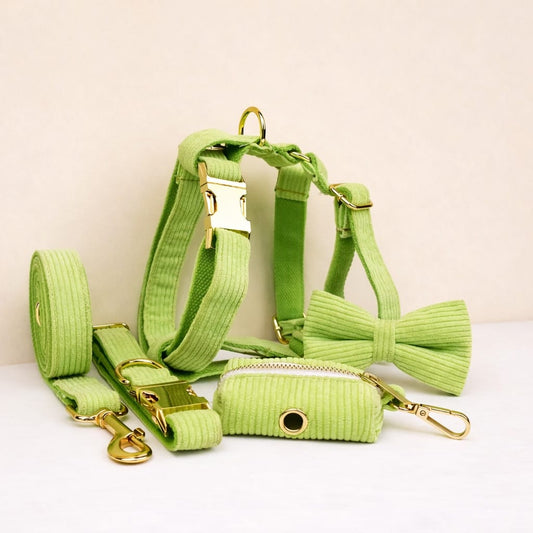 Ensemble classique en velours côtelé vert pomme personnalisé