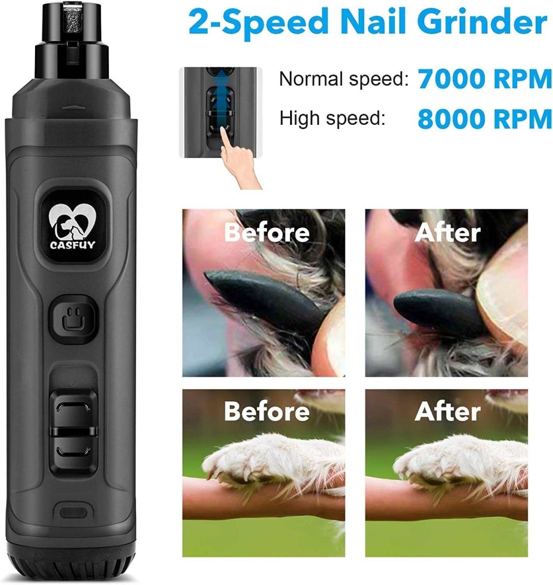 Uñas para perros más fáciles de quitar con 2 luces LED