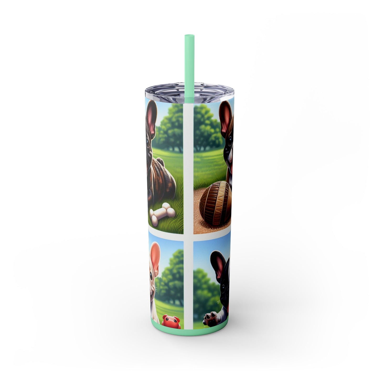French Bulldog Skinny Tumbler with Straw, 20oz