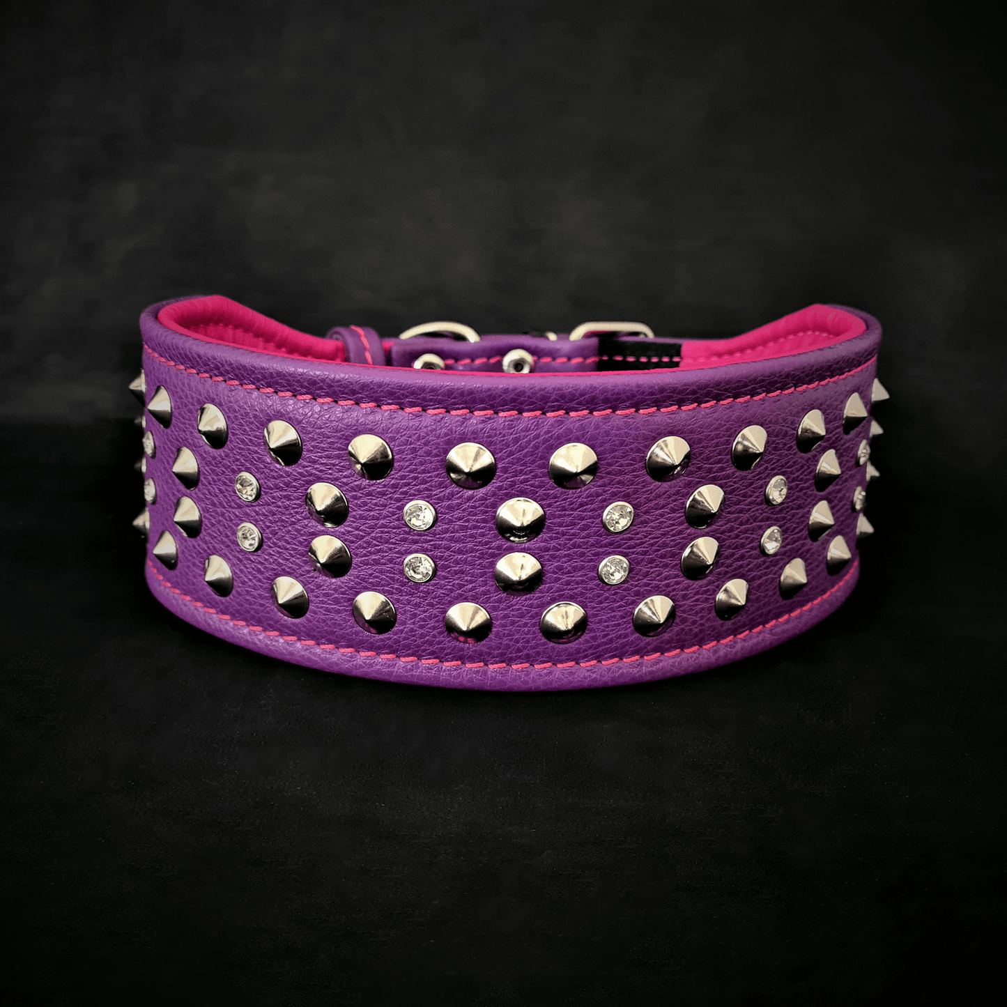 "Crystal" 2.8 inch wide soft leather collar