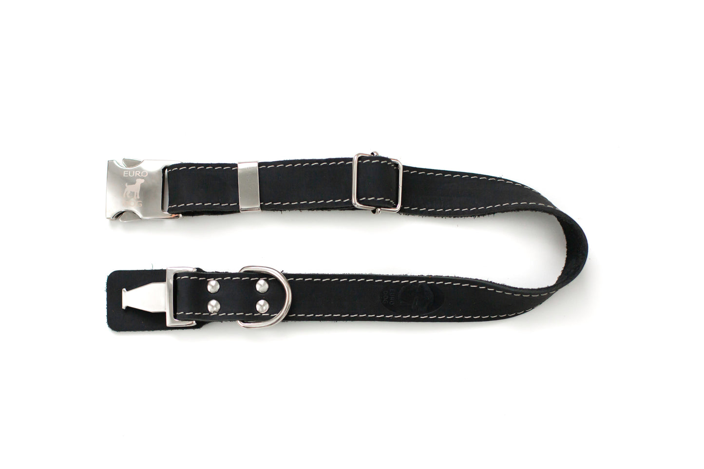 Collar para perro de cuero negro medianoche de liberación rápida con hebilla de metal, el más vendido