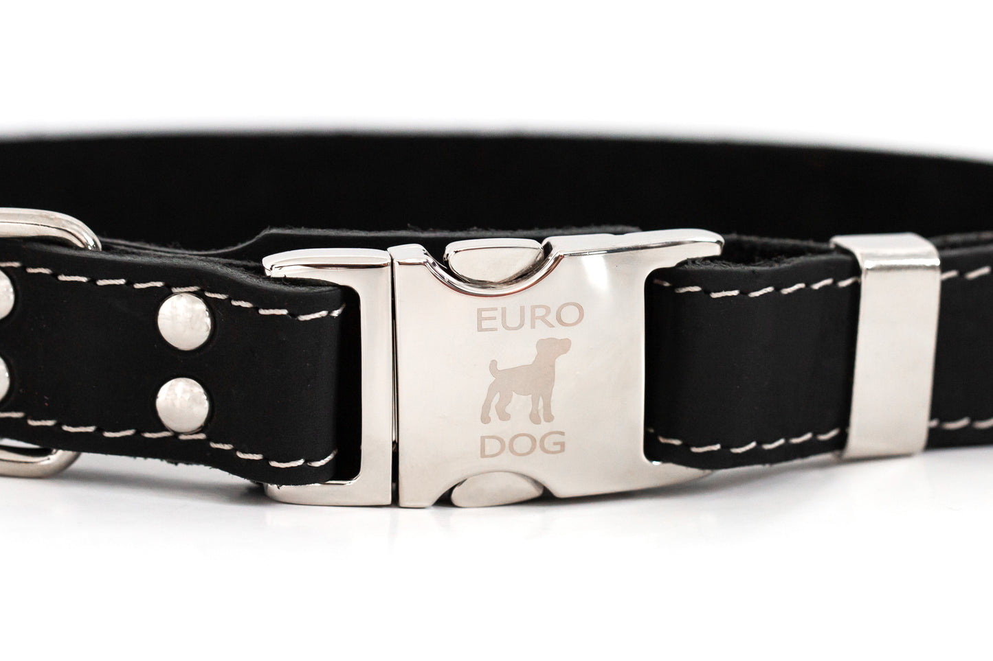 Collar para perro de cuero negro medianoche de liberación rápida con hebilla de metal, el más vendido