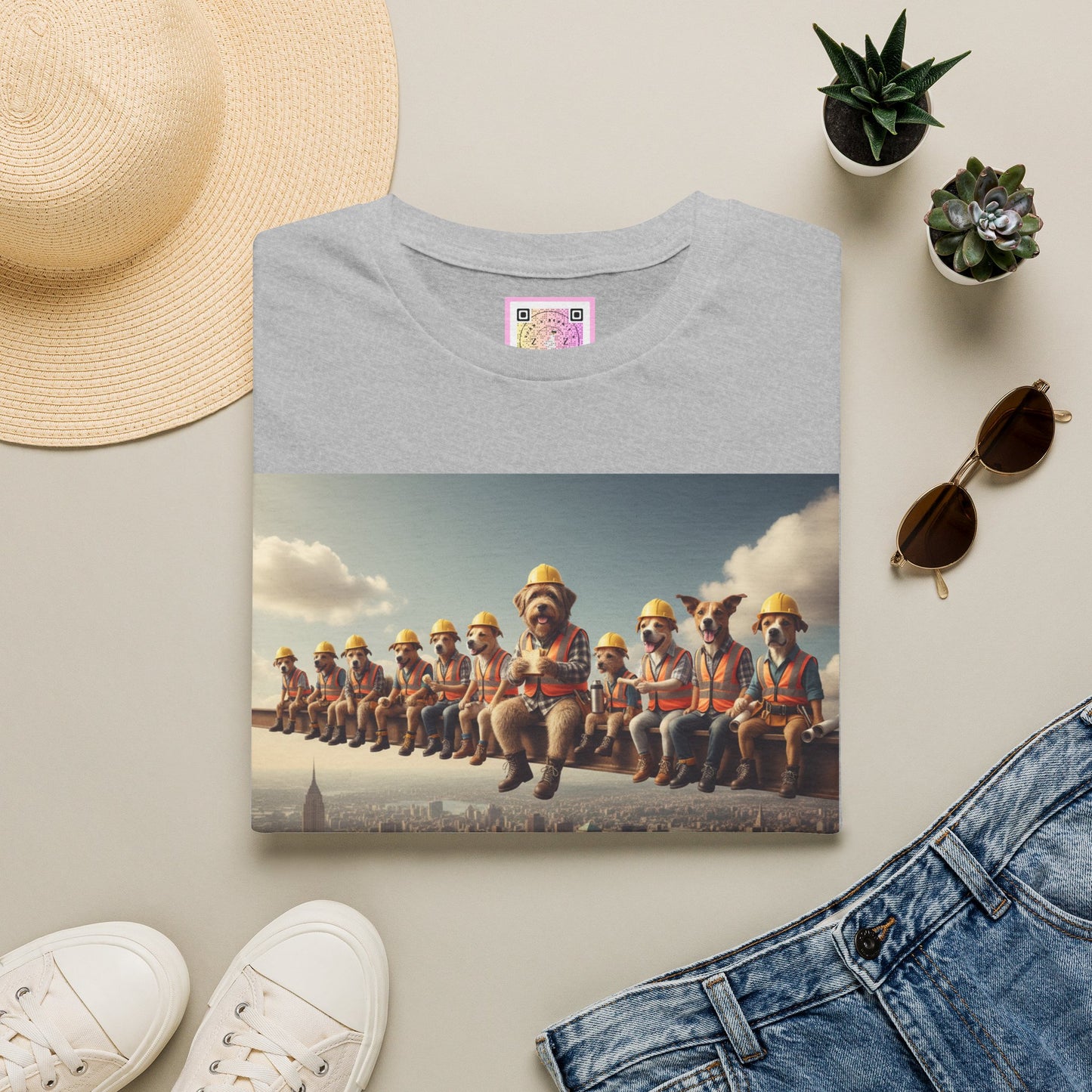 Canine Canvas Collection: Lunch atop a Skyscraper Homage Tee Shirt