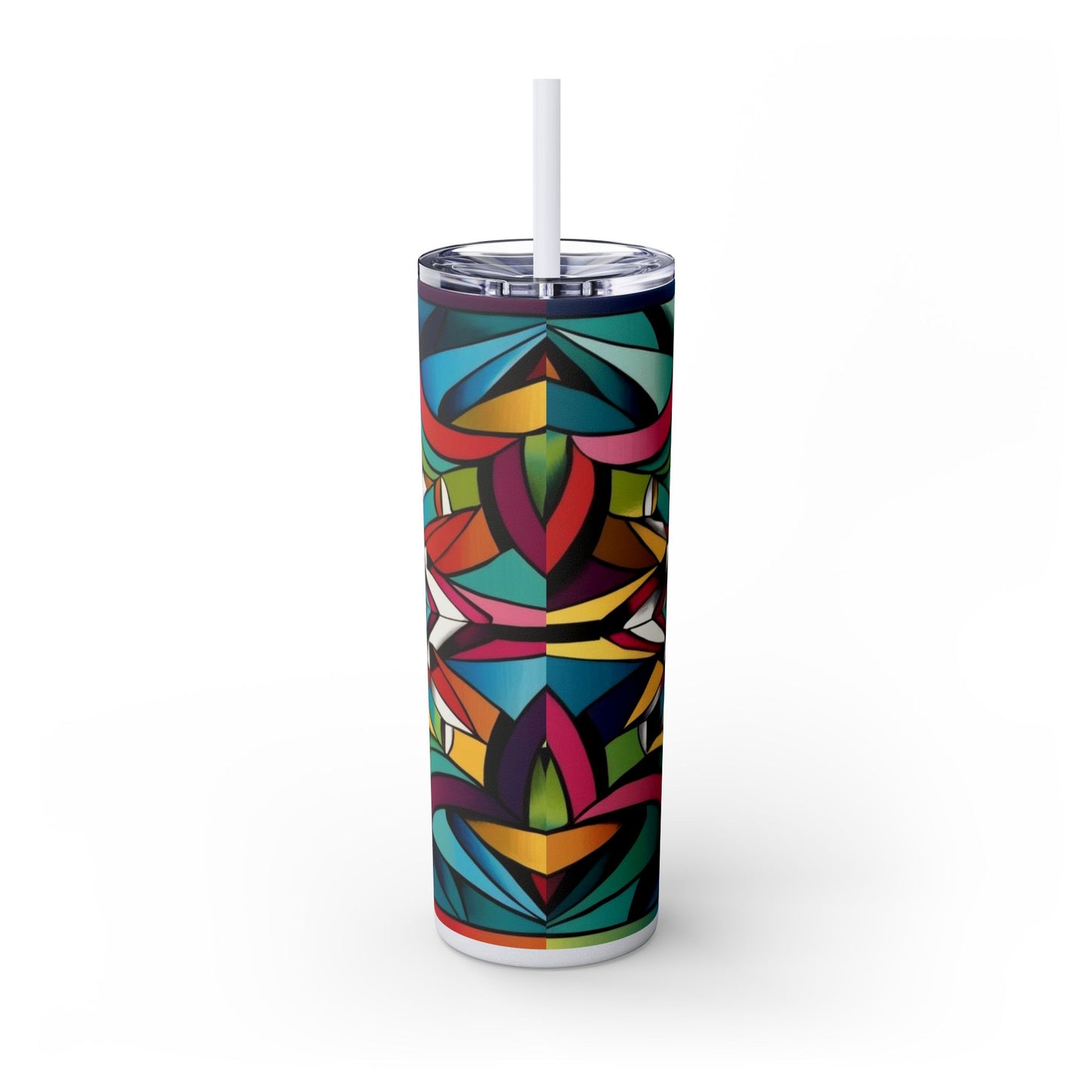 Optical Illusion Skinny Tumbler with Straw, 20oz