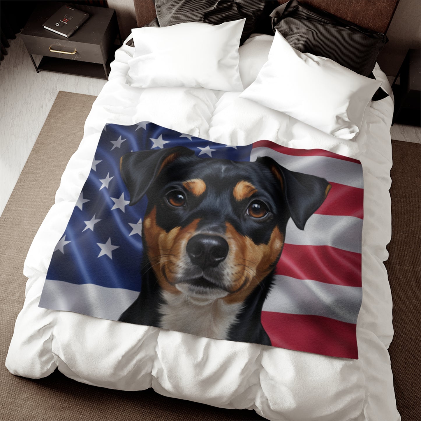 Teddy Roosevelt Terrier Patriotic Blanket