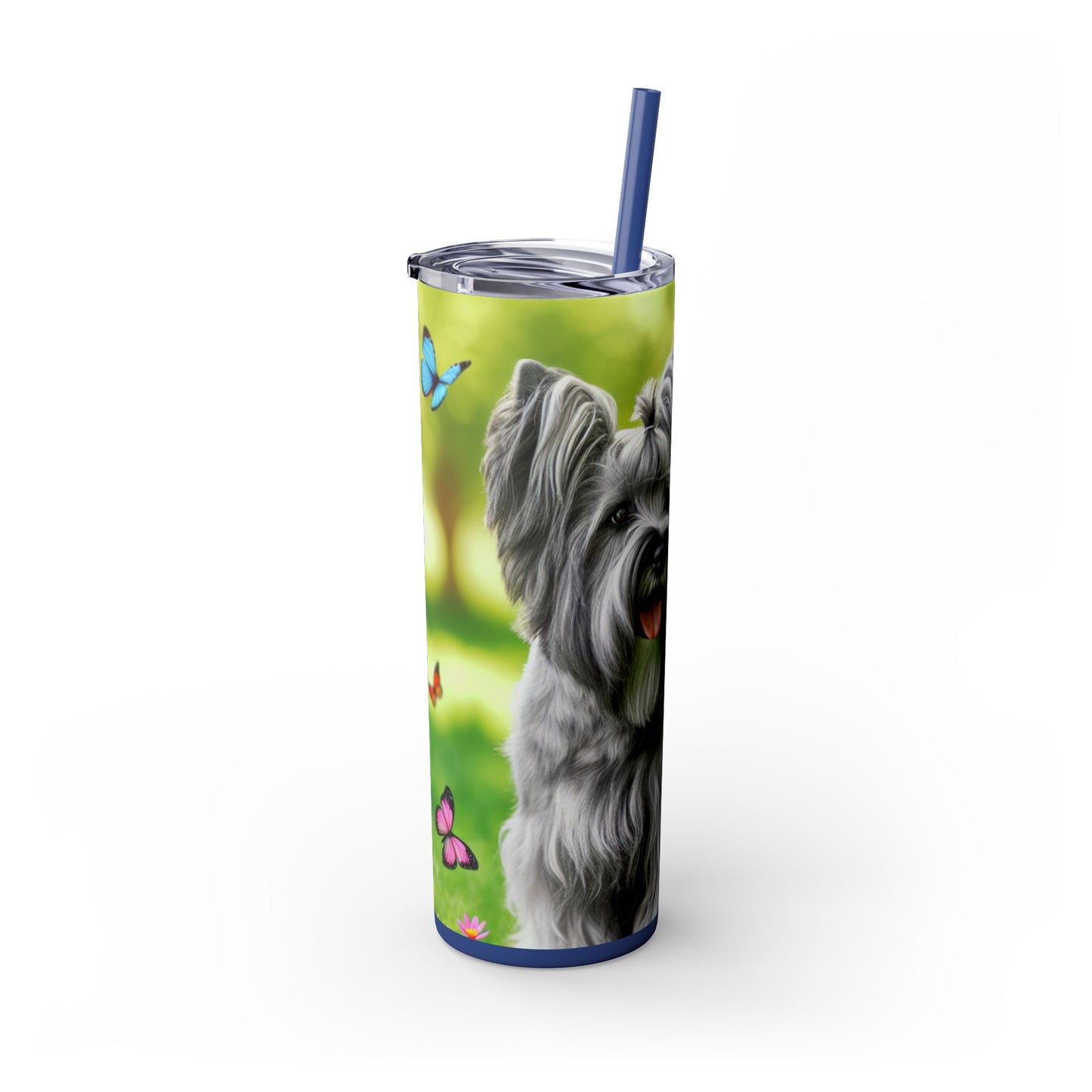 Skye Terrier Skinny Tumbler with Straw, 20oz