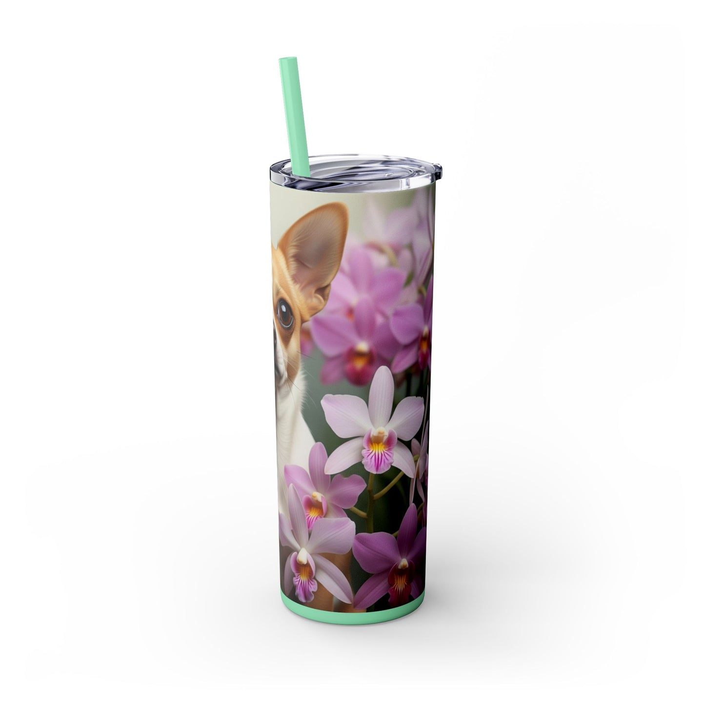 Vaso delgado con pajita para chihuahua, 20 oz