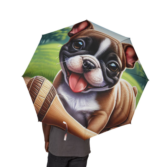 French Bulldog Semi-Automatic Foldable Umbrella