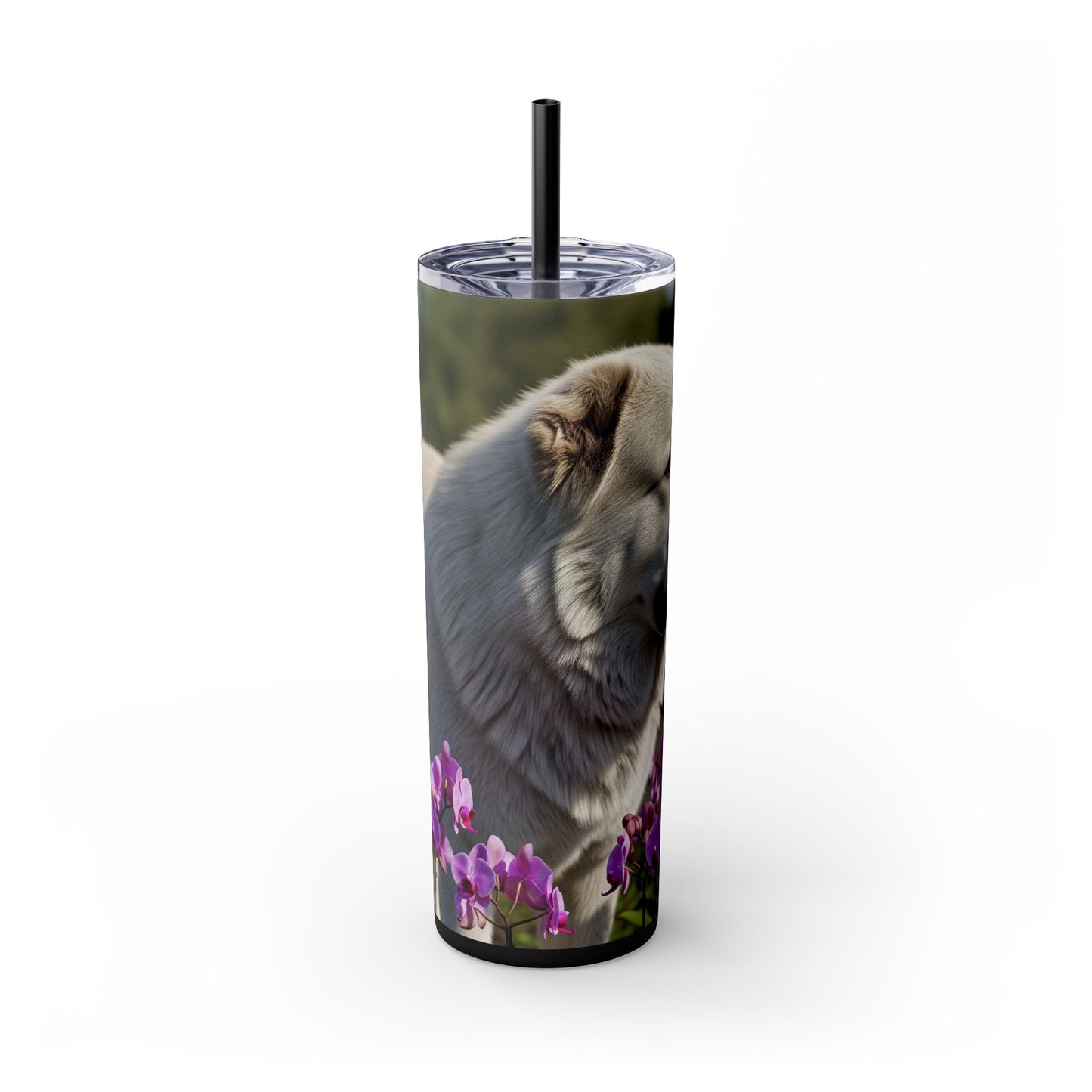 Gobelet isotherme avec paille, motif Berger du Caucase, 590 ml