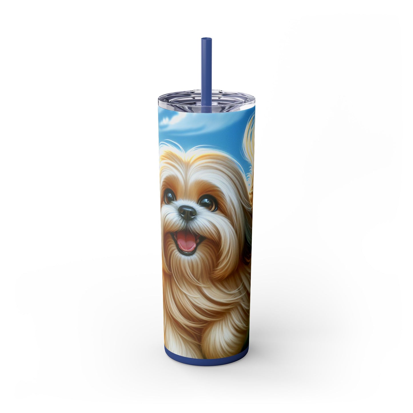 Lhasa Apso Skinny Tumbler with Straw, 20oz