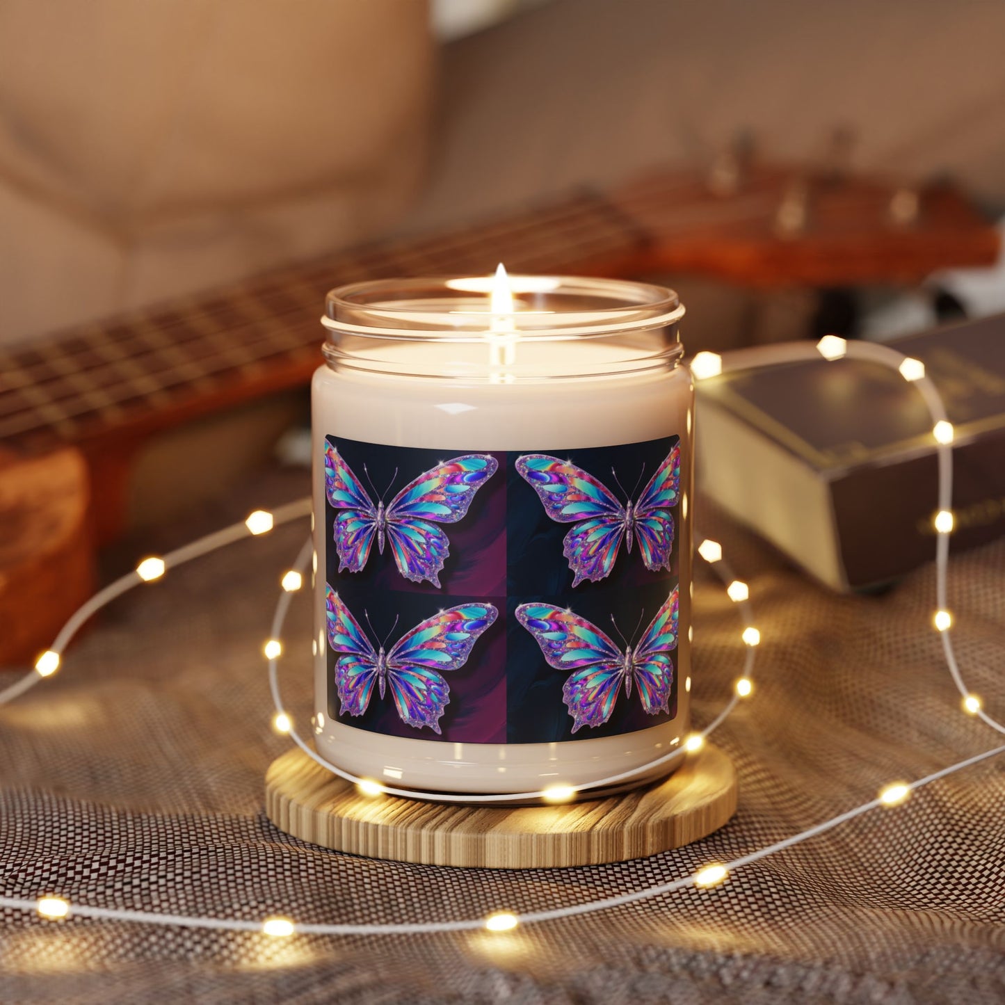 Glittery Psychedelic Butterfly- Scented Soy Candle, 9oz