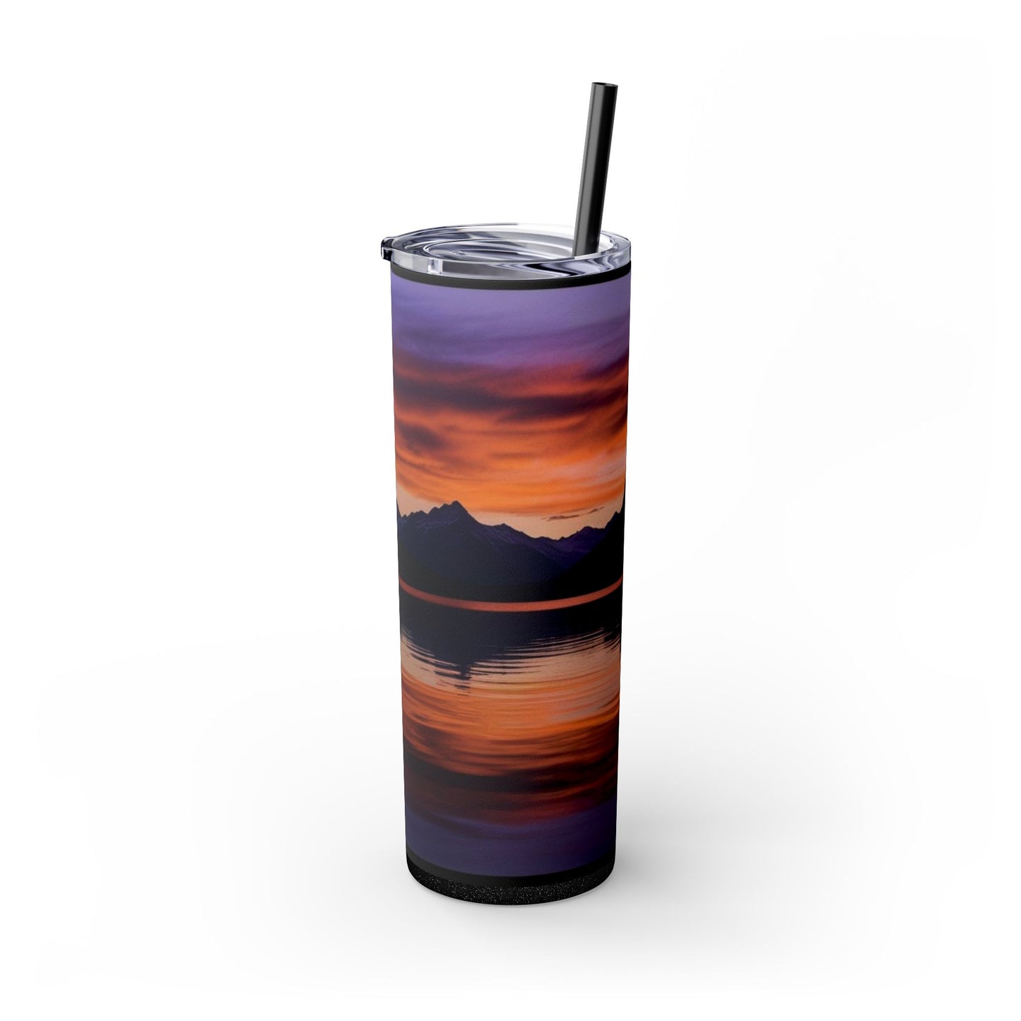 Mountain Lake Sunrise Skinny Tumbler with Straw, 20oz