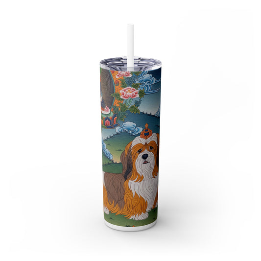 Lhasa Apso Skinny Tumbler with Straw, 20oz