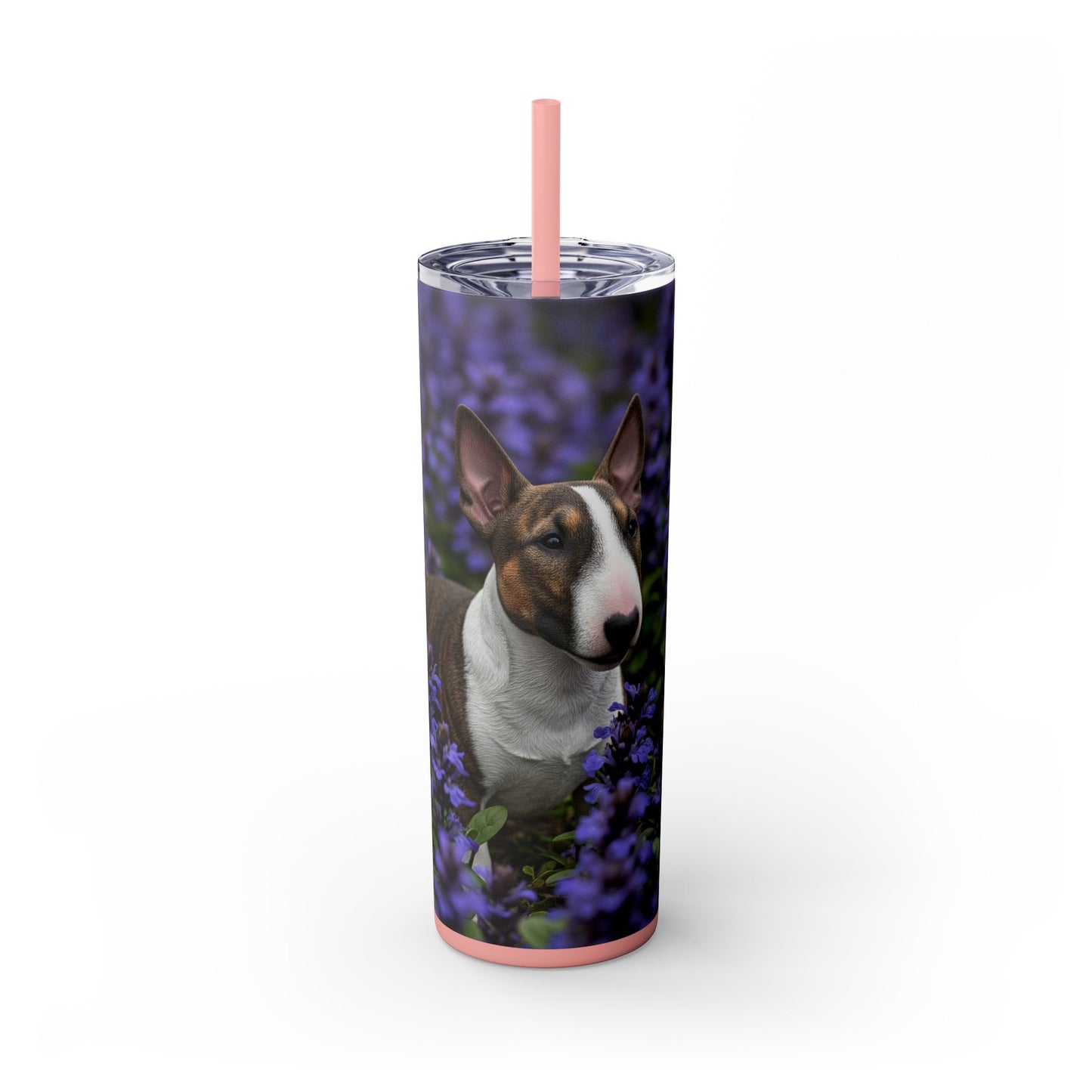 Miniature Bull Terrier Skinny Tumbler with Straw, 20oz
