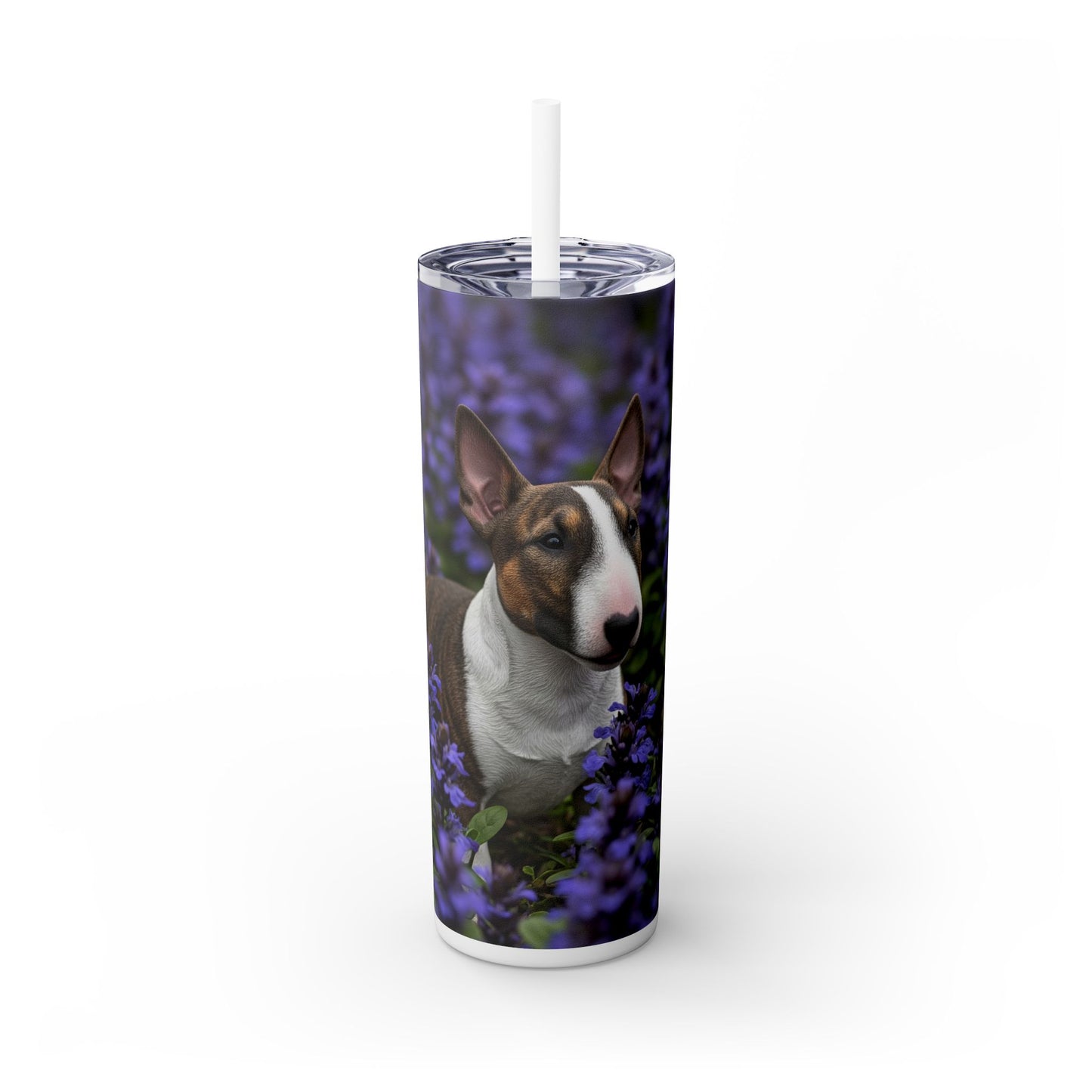 Miniature Bull Terrier Skinny Tumbler with Straw, 20oz