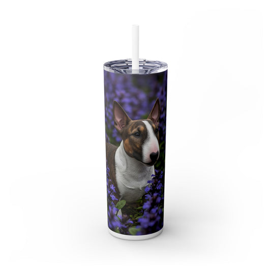 Miniature Bull Terrier Skinny Tumbler with Straw, 20oz