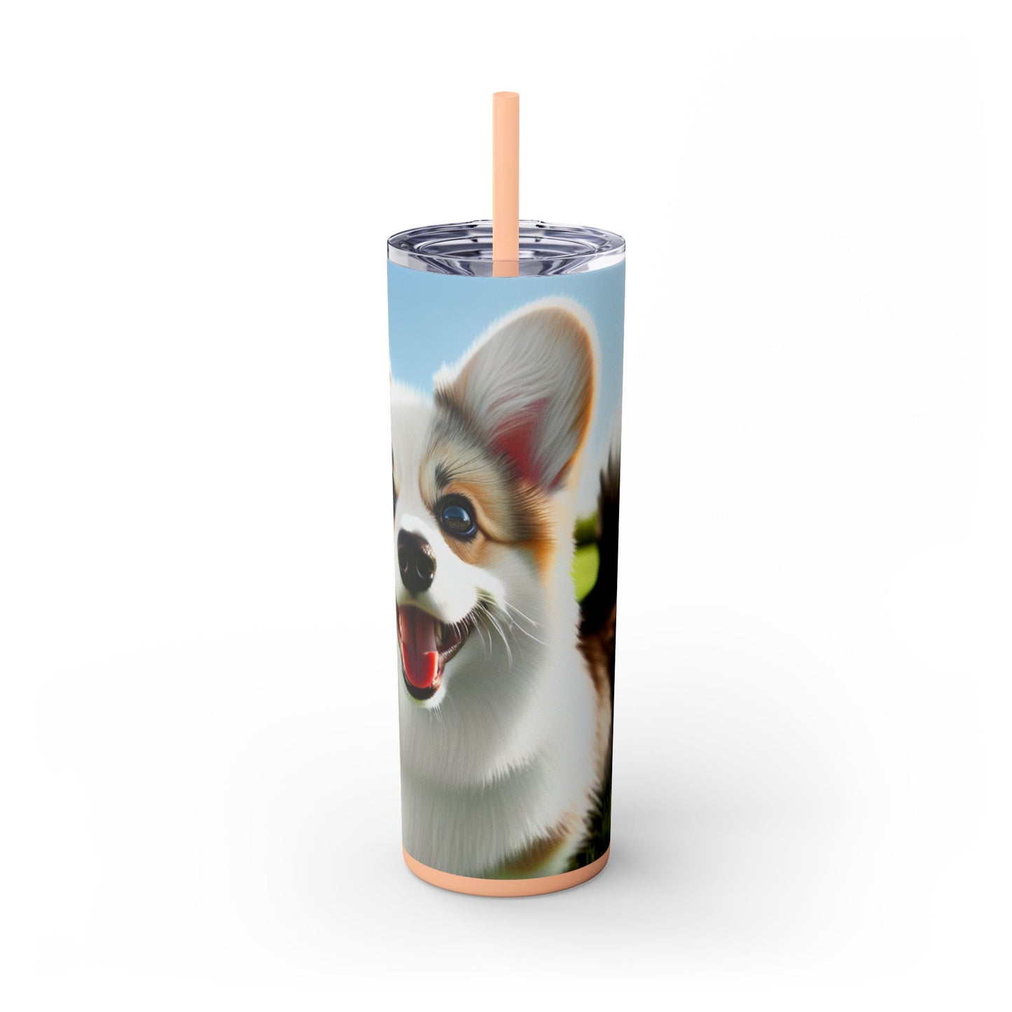 Welsh Corgi Cardigan Skinny Tumbler with Straw, 20oz