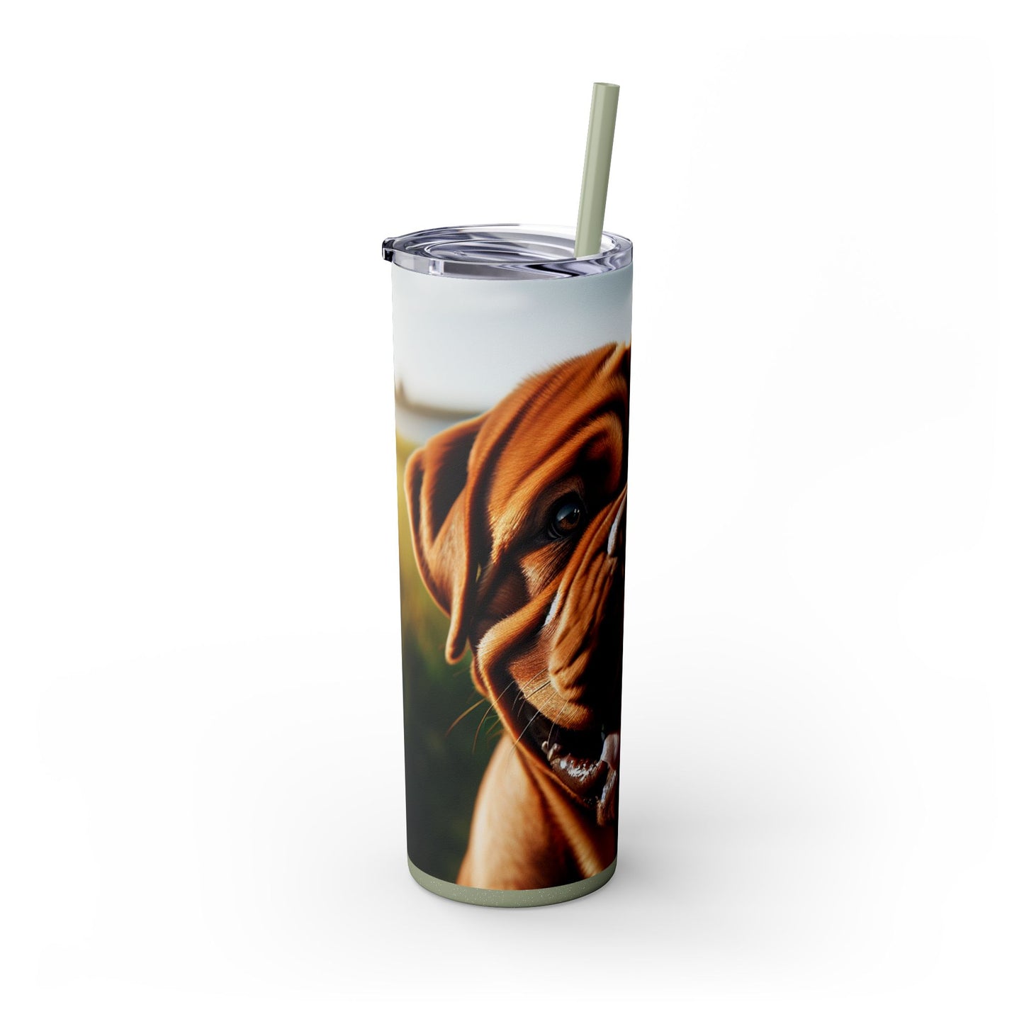 Dogue de Bordeaux Skinny Tumbler with Straw, 20oz